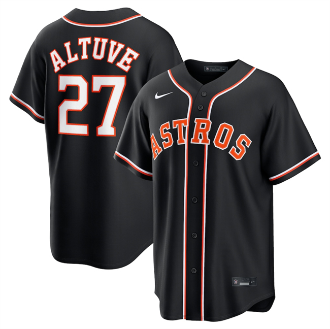 Men's Black Houston Astros #27 Jose Altuve 2026 Fashion Replica Out Stitched Baseball